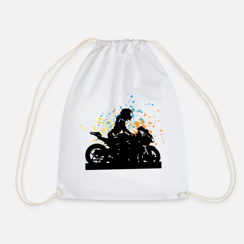 Mädchen Motorradfahrerin Geschenk - Turnbeutel - Weiß