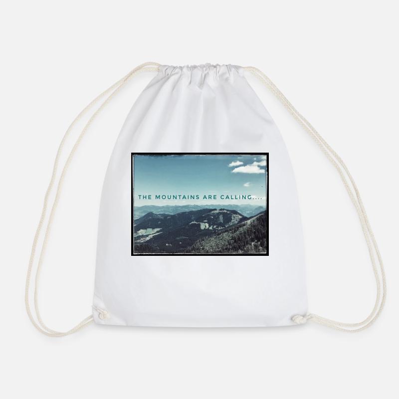 The mountains are calling - Drawstring Bag - white