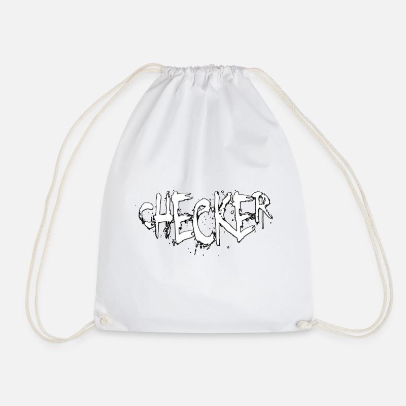 CHECKER - Drawstring Bag - white