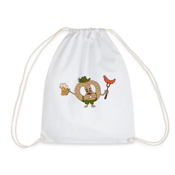 Pretzel, beer & sausage - Drawstring Bag - white - Front