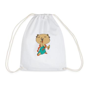 Cat with beer - Drawstring Bag - white - Front