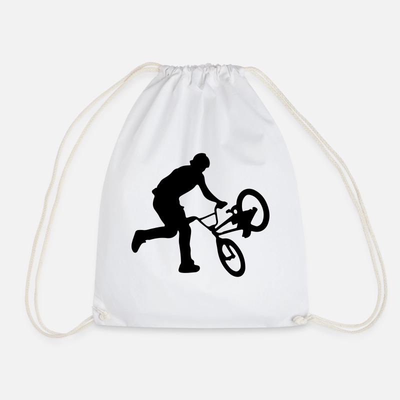 Jumping BMX Man - Drawstring Bag - white