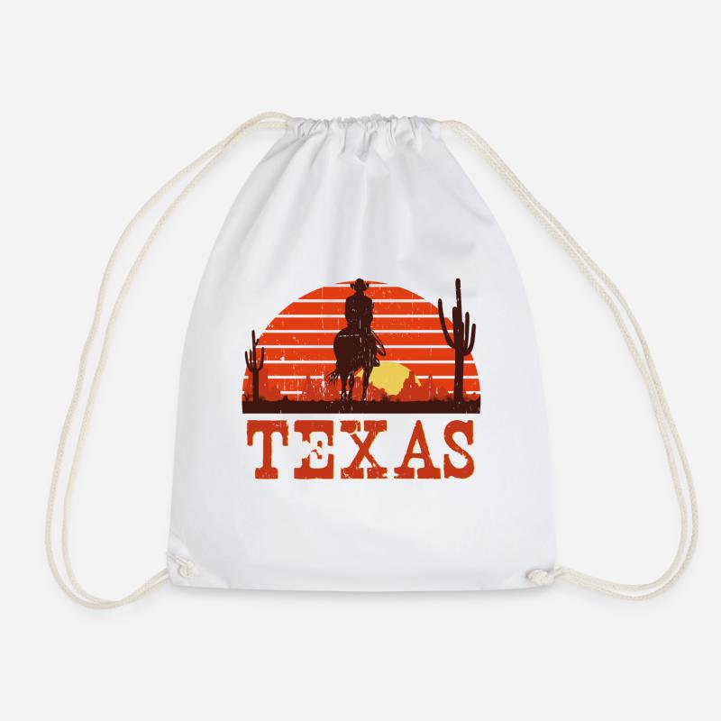 Texas Sunset Cowboy Vintage - Drawstring Bag - white