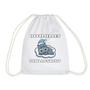 Offizielles Schlafshirt Hippo Geschenk Nilpferd - Turnbeutel - Weiß - Vorne