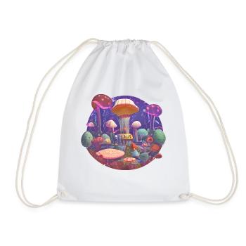 Mushroom Mushrooms Retro - Drawstring Bag - white - Front