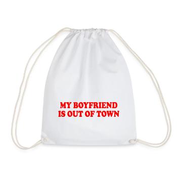my boyfriend is out of town - Drawstring Bag - white - Front