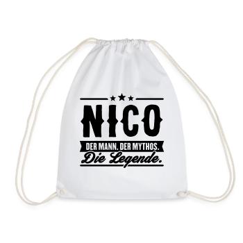 Man Myth Legend Nico - Drawstring Bag - white - Front