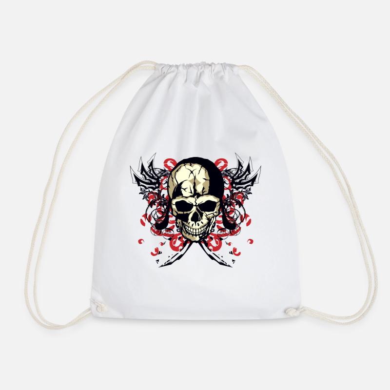 skull skull skull fantasy design 2005 m - Drawstring Bag - white