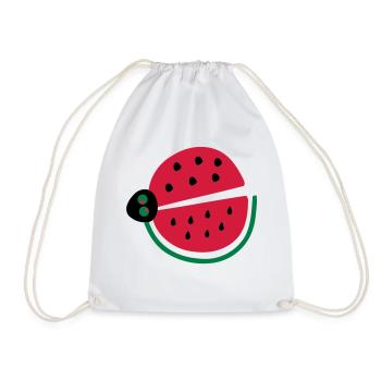 watermelon ladybug - Drawstring Bag - white - Front
