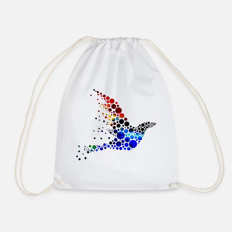 Bird colorful - Drawstring Bag - white