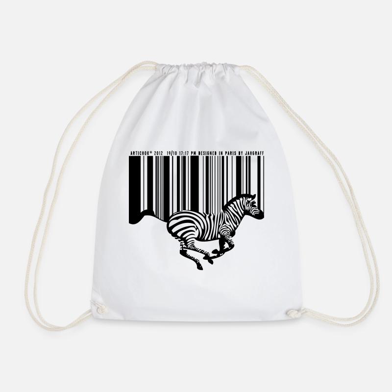 ZEBRA BARCODE - Drawstring Bag - white
