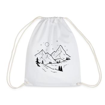Montagnes Vintage avec forêt et étoiles brillantes - Sac de sport léger - blanc - Devant