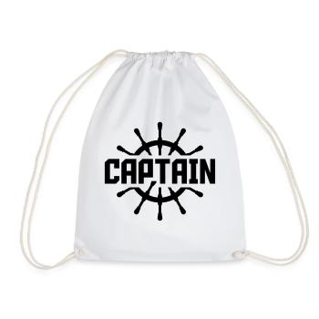 Captain steering wheel logo - Drawstring Bag - white - Front