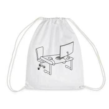 home office buero stuhl arbeitsplatz gamer bildsch - Turnbeutel - Weiß - Vorne