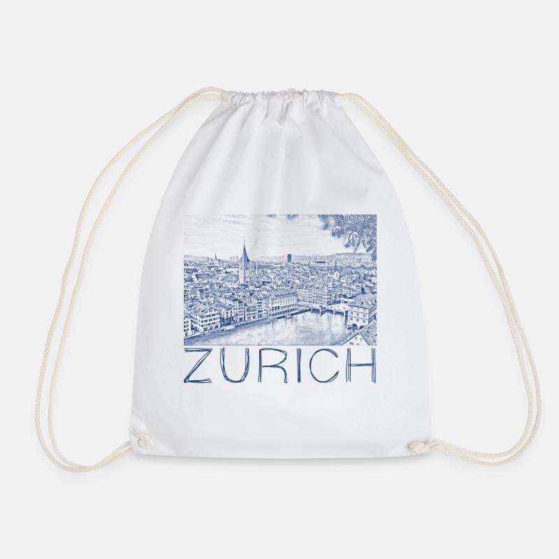 Stiftzeichnung Zürich - Turnbeutel - Weiß