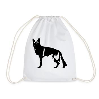 German shepherd dog - Drawstring Bag - white - Front