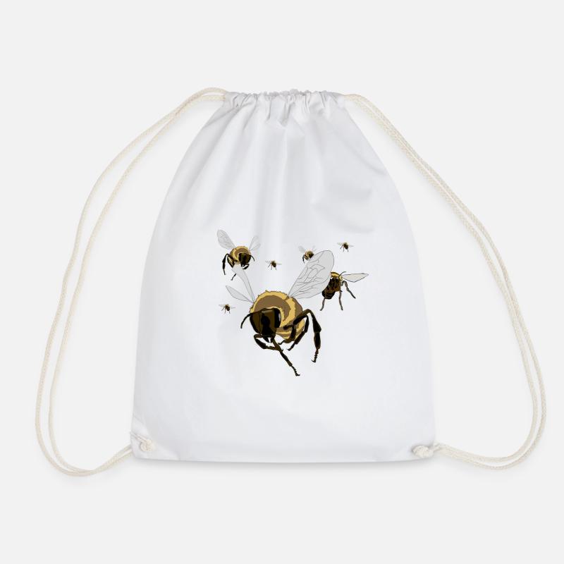 bee swarm - Drawstring Bag - white