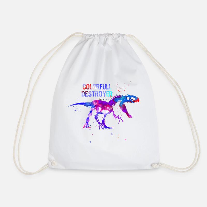 T Rex - Drawstring Bag - white