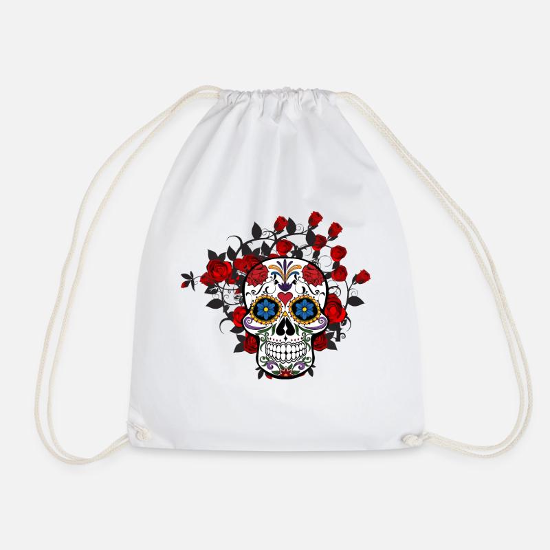 Crâne fleuri - Sac de sport léger - blanc