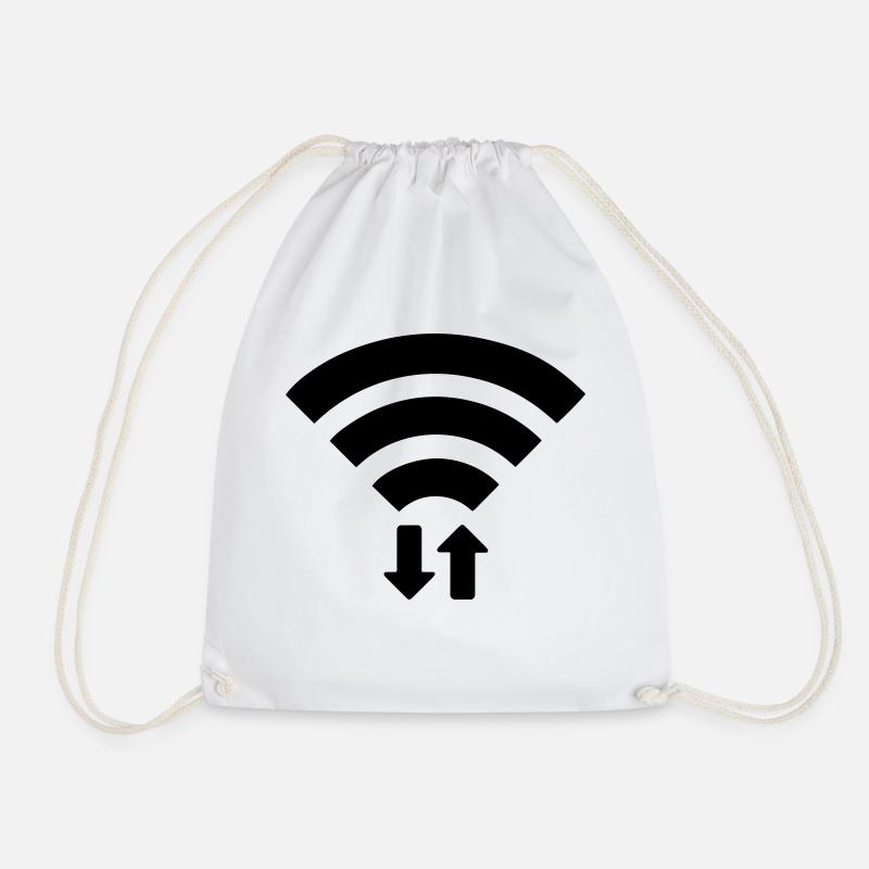 Mobile Data Wi-Fi Icon Icon - Drawstring Bag - white