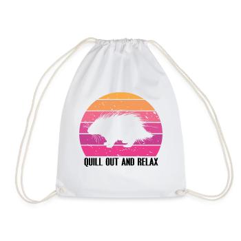 Porcupine Designs for Hedgehog Porcupine Fan - Drawstring Bag - white - Front