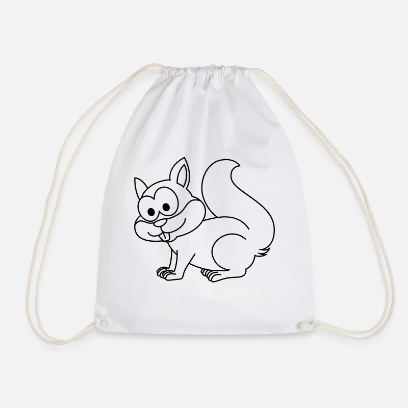 Squirrel Comic Animal - Drawstring Bag - white