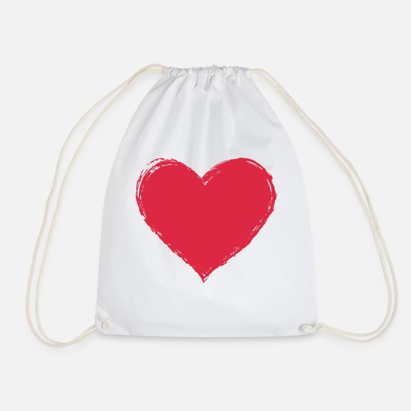 Heart - Drawstring Bag - white