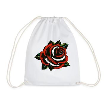 pink flower leaf 200323 A - Drawstring Bag - white - Front