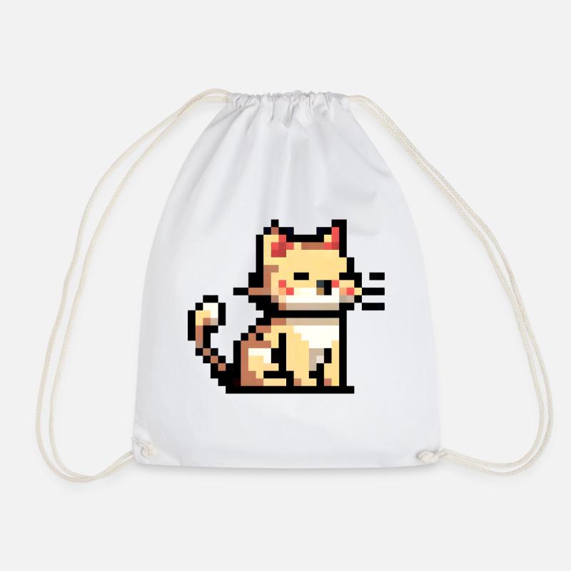 Niedliche Pixel Katze - Pixel Kunst - Turnbeutel - Weiß