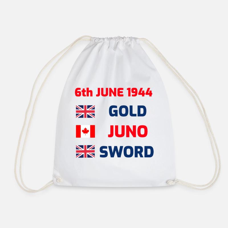 D-day (British & Canadian) design - Drawstring Bag - white