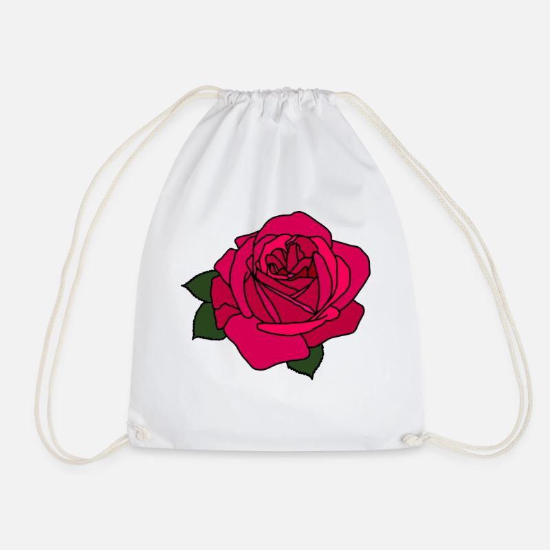 Pink Rose - Drawstring Bag - white