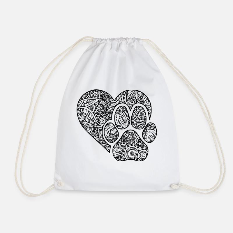 PAW DOG MANDALA - Drawstring Bag - white