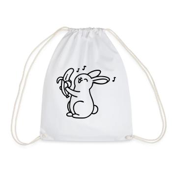 singender Hase mit Banane - Turnbeutel - Weiß - Vorne
