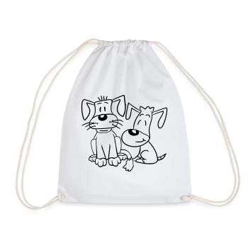 2 chiens équipe assis deux amis équipage heureux - Sac de sport léger - blanc - Devant