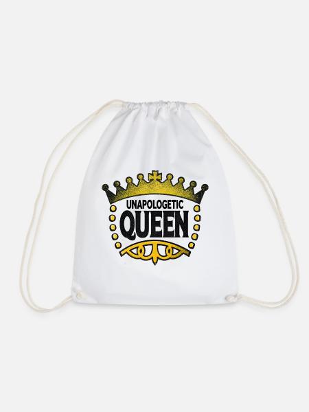Unapologetic Queen - Drawstring Bag - white