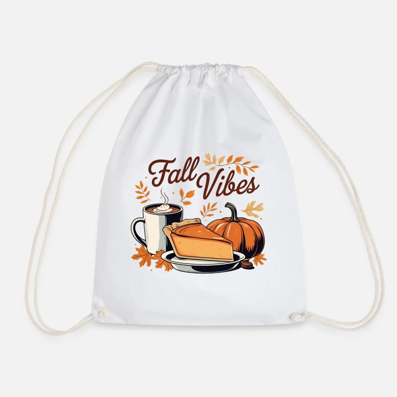 Fall Vibes – Heiße Schokolade & Pumpkin Pie - Turnbeutel - Weiß