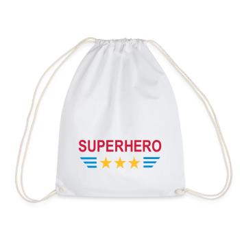★ Couleurs de conception modifiables ★ Super-héros (trois étoiles) - Sac de sport léger - blanc - Devant