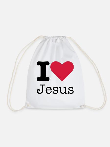 I Love Jesus - Drawstring Bag - white
