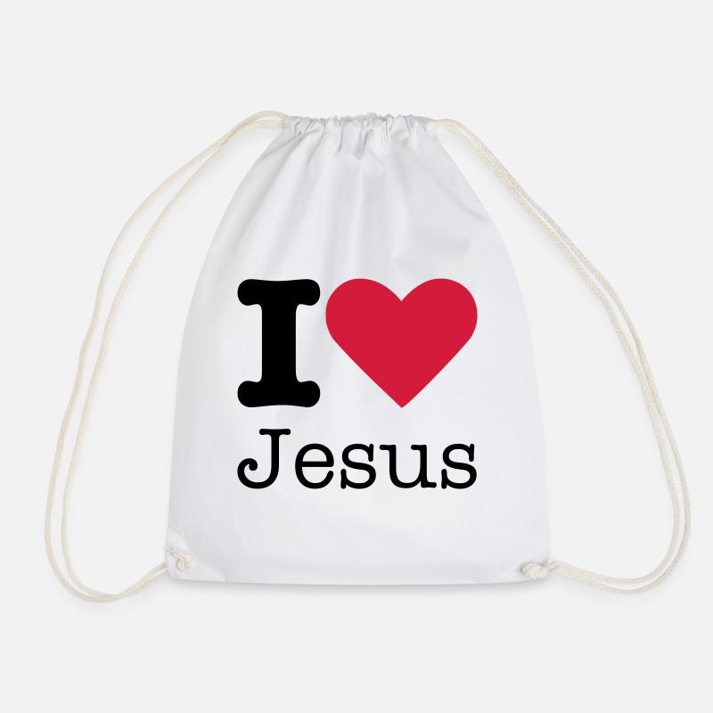 I Love Jesus - Drawstring Bag - white