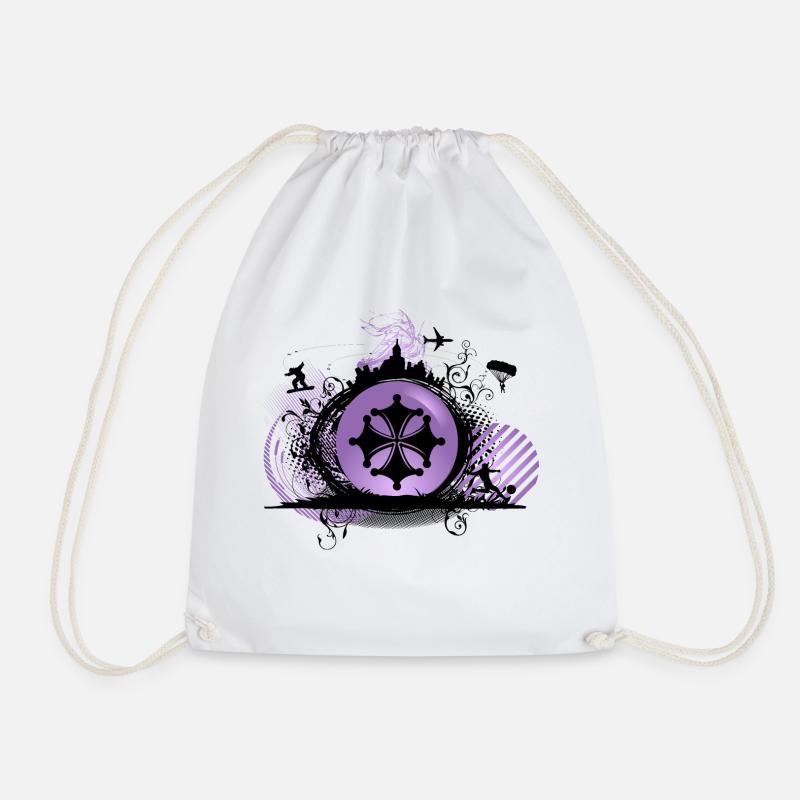 croix_occitane2_violet - Drawstring Bag - white