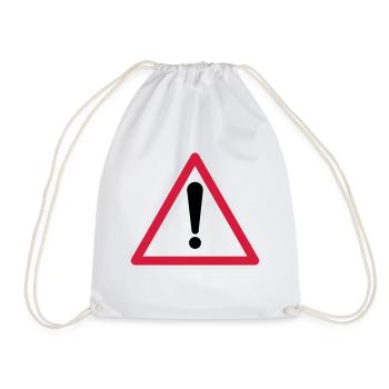 Warning! - Drawstring Bag - white - Front