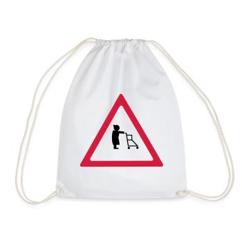 attention pensioners - Drawstring Bag - white - Front