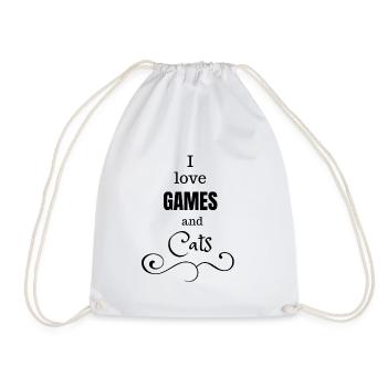 Gaming Gamer Girl Games Cats Katze Zocken Geschenk - Turnbeutel - Weiß - Vorne