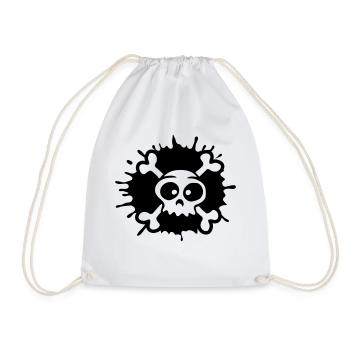 skull fun pirat dead flag humor - Drawstring Bag - white - Front