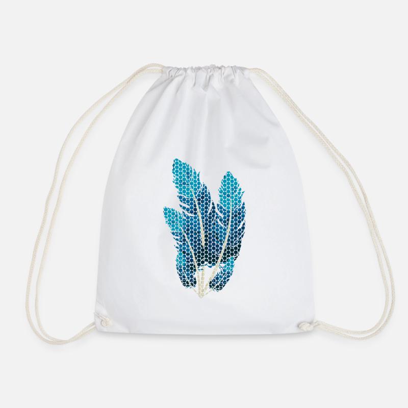 Dots feathers - Drawstring Bag - white