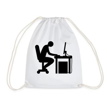 Computer desk nerd - Drawstring Bag - white - Front