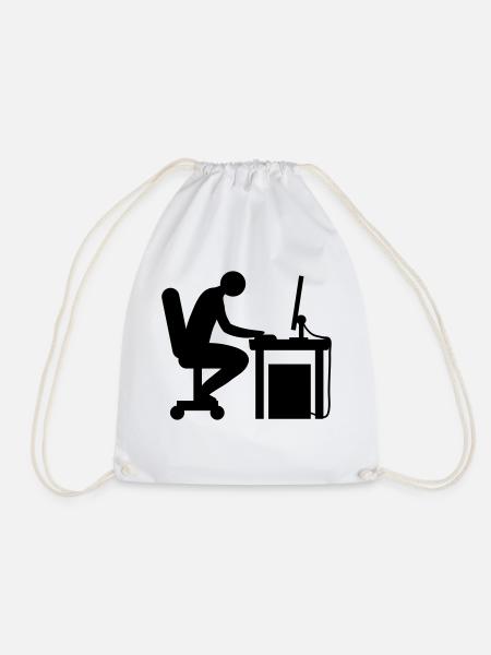 Computer Schreibtisch Nerd - Turnbeutel - Weiß