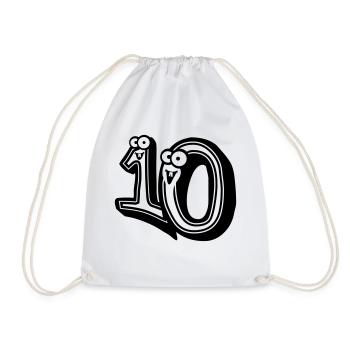 10 Zehn Comic Cartoon 3d Design - Turnbeutel - Weiß - Vorne