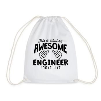 awesome engineer looks like - Drawstring Bag - white - Front