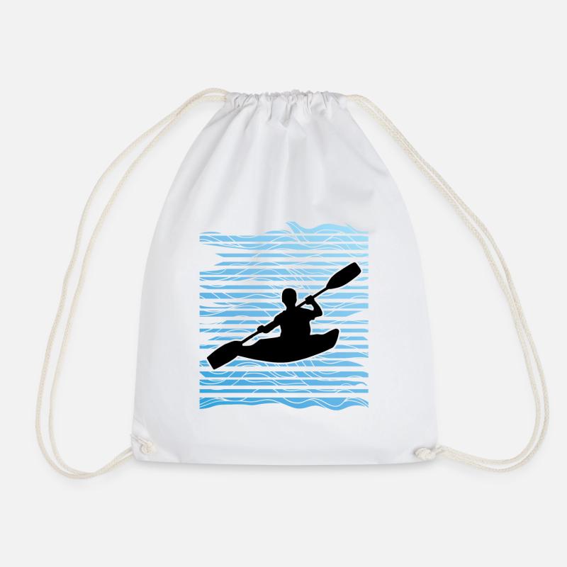 Kayak T-Shirts | Kayaking River Sport Gift - Drawstring Bag - white